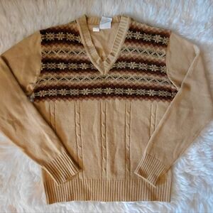 80's 90's V-Neck Sweater Fair Isle Vintage